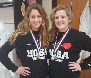 Wilmot Union High School seniors, Rebecca Alter and Tehya White, are two of 29 HOSA members that want to pursue careers in the medical field (Submitted/The Report).